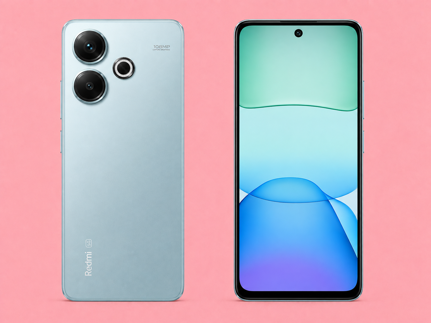 Ремонт на Redmi 13 — изглед отпред и отзад
