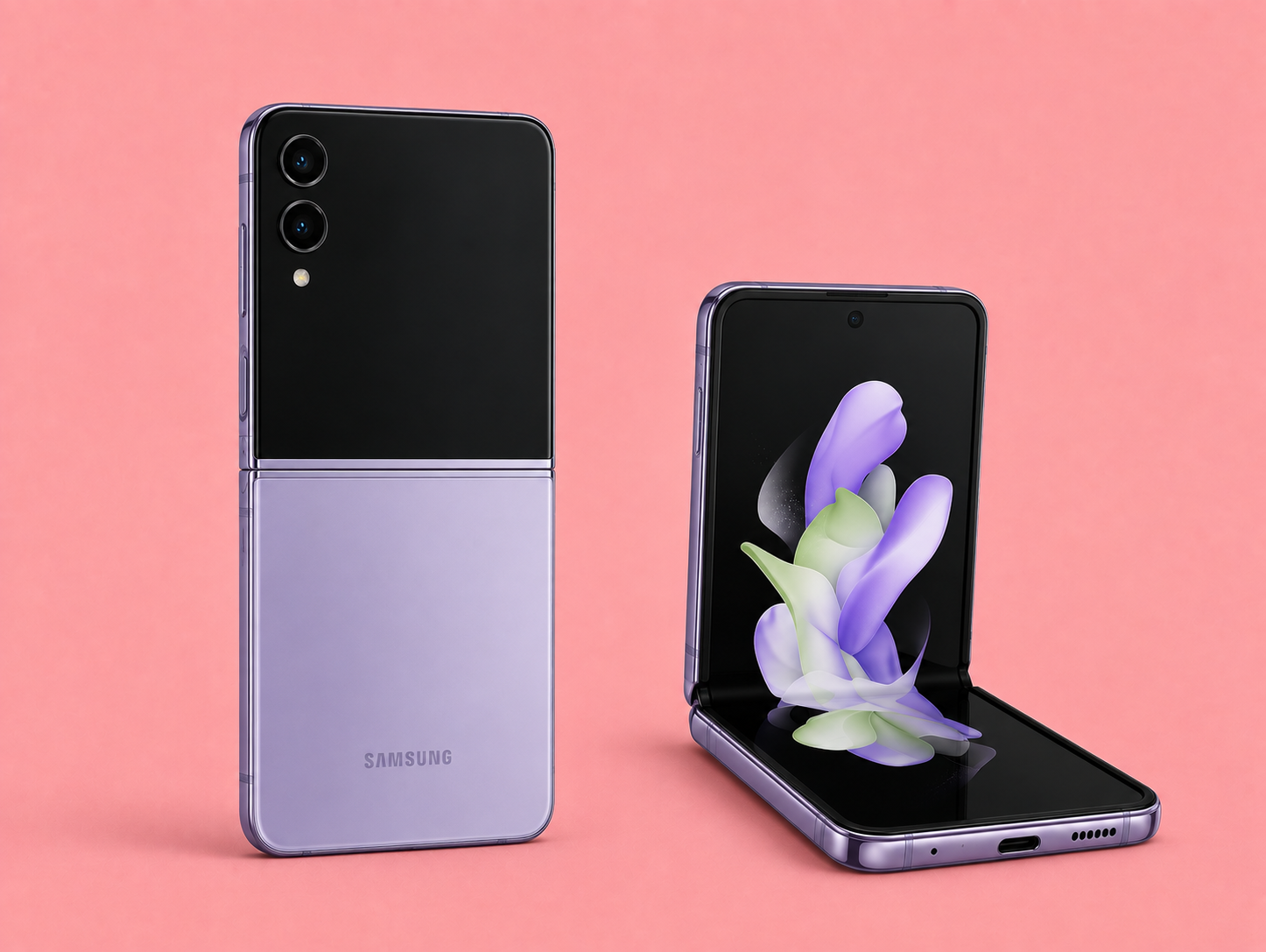 Ремонт на Samsung Galaxy Z Flip 4 — сгънат и разгънат изглед