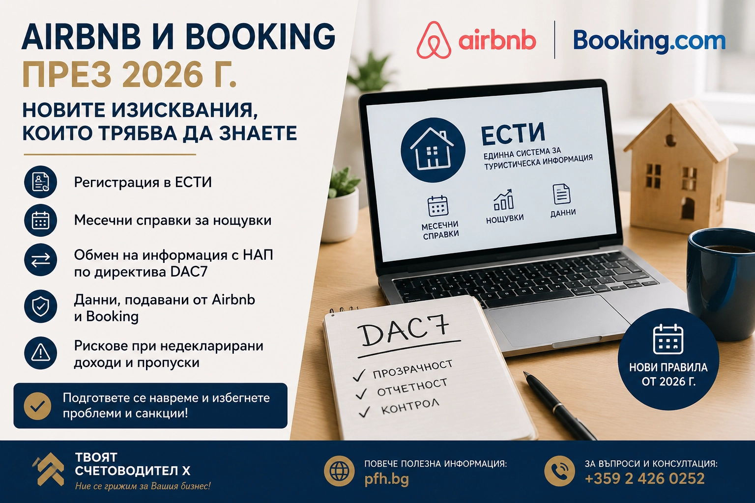 НАП и новите изисквания за Airbnb и Booking през 2026 г. 