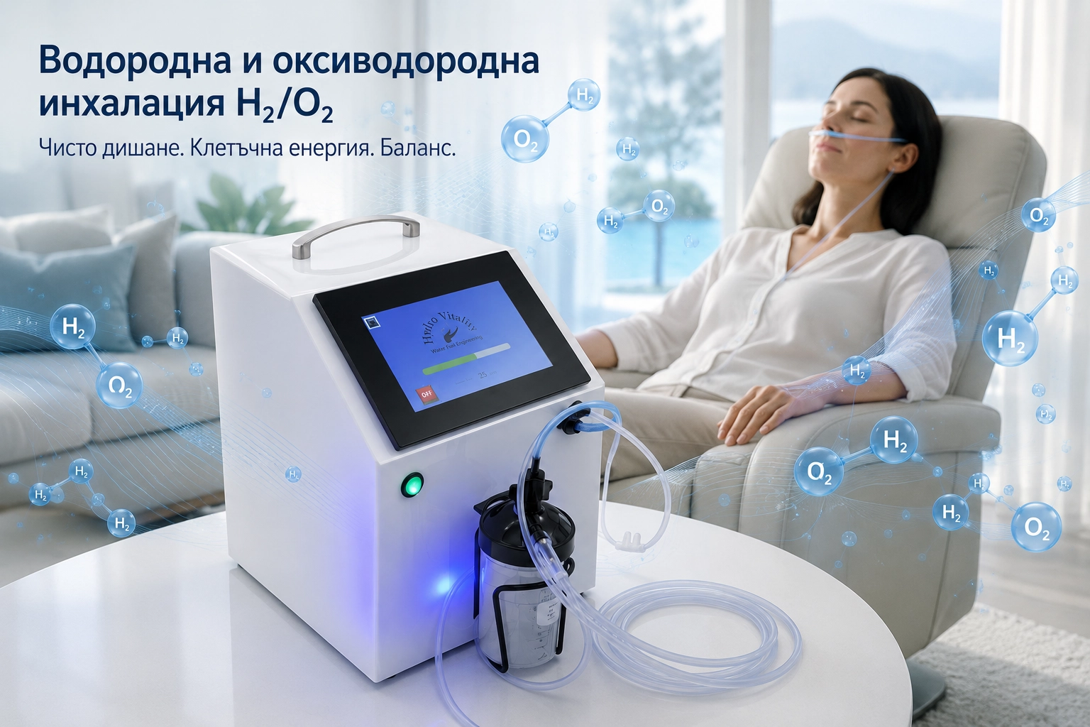 HydroVitality система за водородна и оксиводородна инхалация H2 O2