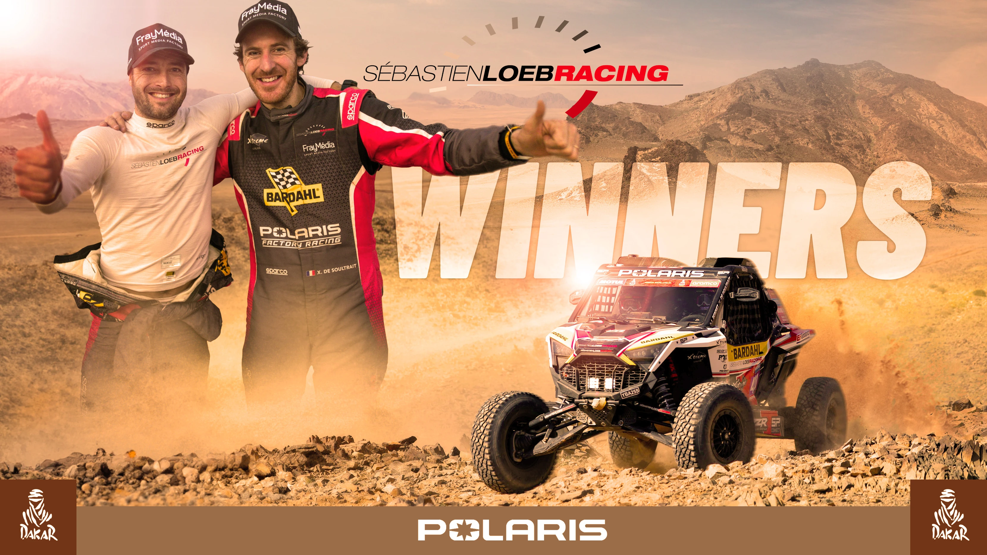 Polaris RZR празнува победата на Sébastien Loeb Racing Team, който триумфира на рали Дакар 2024