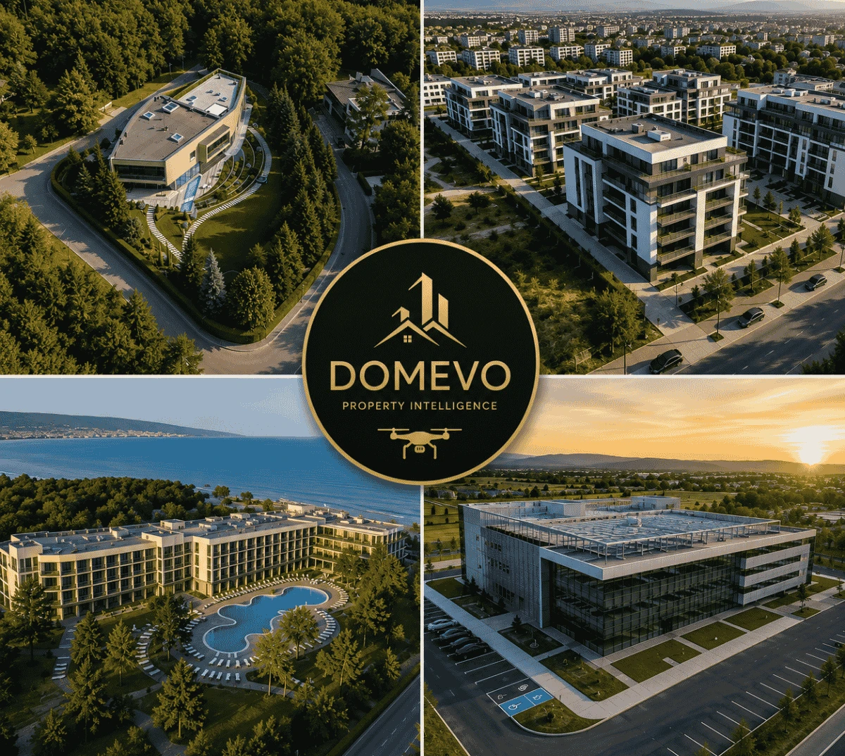 Въздушен оглед с дрон на покрив, гориста местност, строителен обект и труднодостъпен терен от DOMEVO.