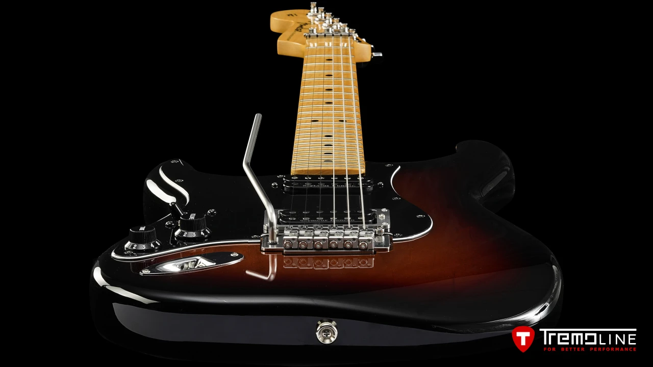 <img src=”Tremoline-guitar-double-locking-tremolo-Fender-Stratocaster-LH-1280x720-G1B.jpg” width="1280" height="720" alt=”Tremoline FT36M double locking tremolo on Fender Stratocaster LH guitar” />