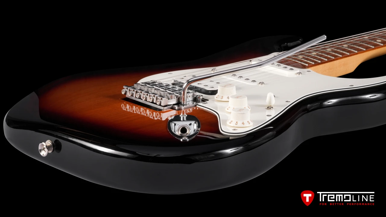<img src=”Tremoline-guitar-tremolo-Fender-Stratocaster-RH-1280x720-04.jpg” width="1280" height="720" alt=”Tremoline FT36T tremolo on Fender Stratocaster RH guitar” />