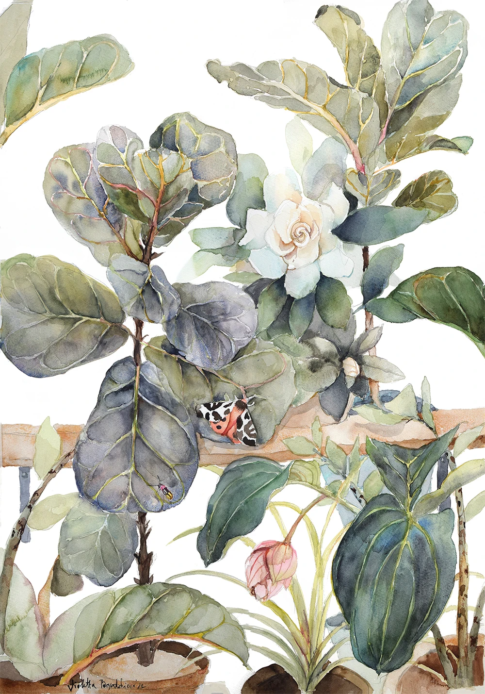 "Всички зелени" акварелна картина